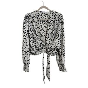 Black and White Cezille Dalmation Print Blouse I Size: L
